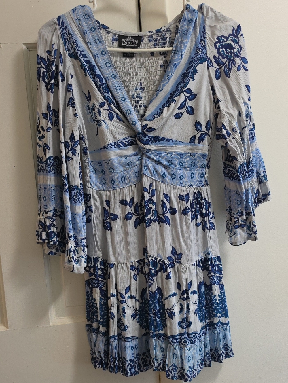 Angie White and Blue Floral Mini Dress